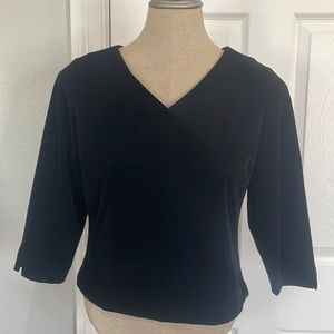 Vintage Tommy Hilfiger top velvet V-neck 3/4 sleeve black women’s size 4